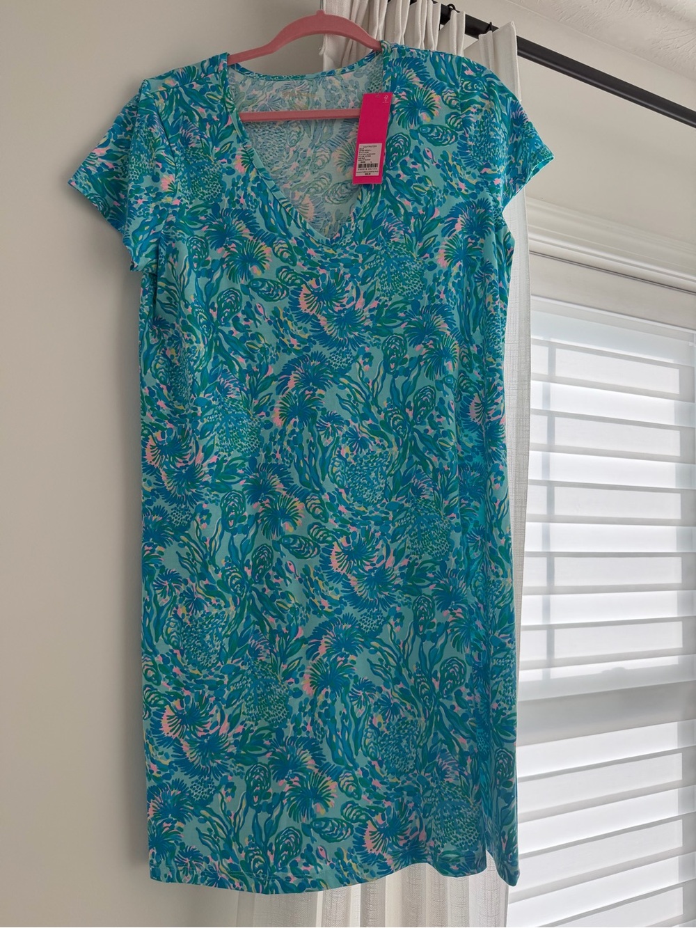 Lilly Pulitzer Surf Blue Floral Short Sleeve Dress
